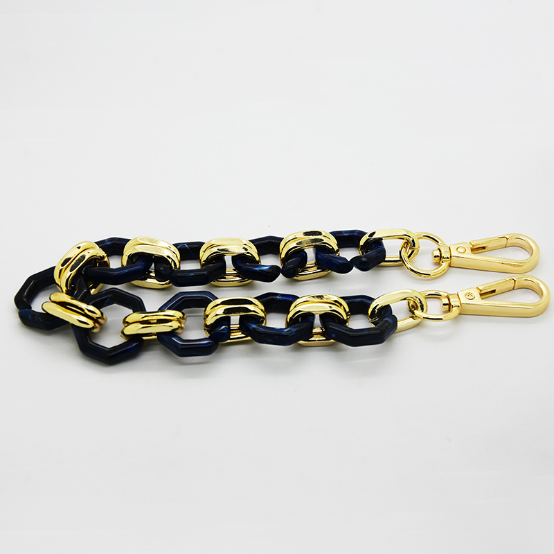 Handbag Chain Acrylic Metal Two Tone color Blue Gold